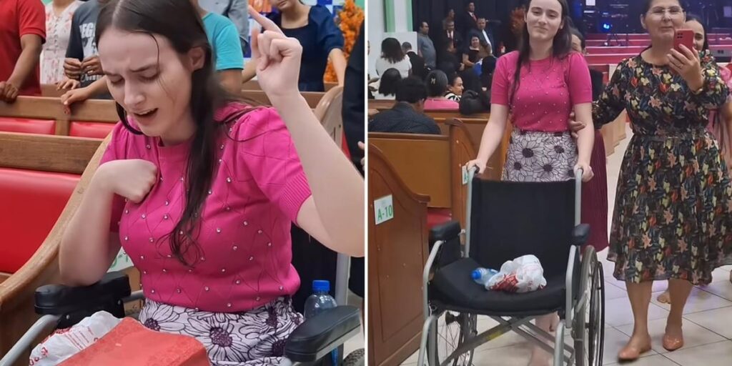 Jovem deixa cadeira de rodas durante culto: ‘O Espírito Santo me levou a andar’