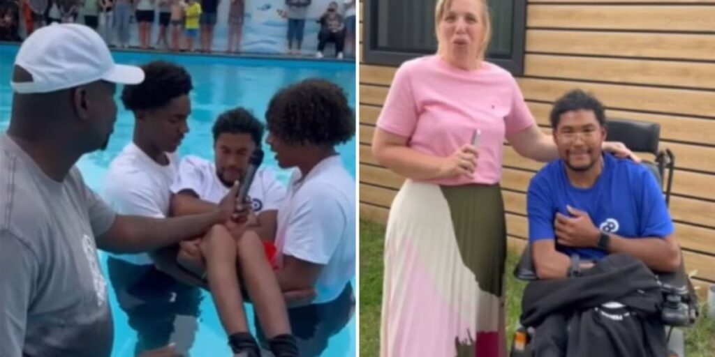 Cadeirante é batizado por amigos em piscina na Holanda: ‘Jesus supera a impossibilidade’