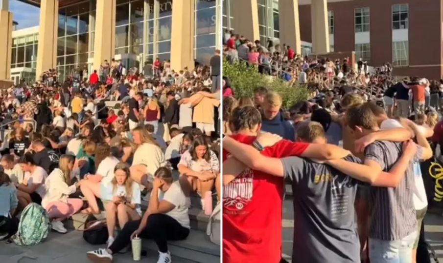 Ato reúne estudantes em oração pela família de Charlie Kirk