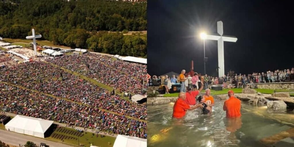 Mais de 1.000 pessoas aceitam Jesus diante de cruz em culto ao ar livre nos EUA
