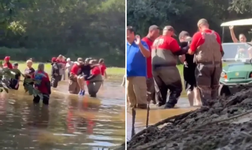 Milagre? Batismo em rio mostra cadeirante saindo andando